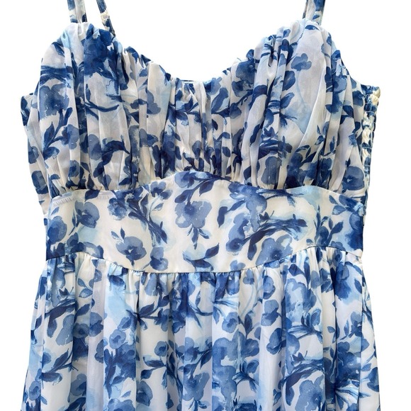 Abercrombie & Fitch Romantic Blue Floral Maxi Dress Cottagecore Summer M - Picture 2 of 13